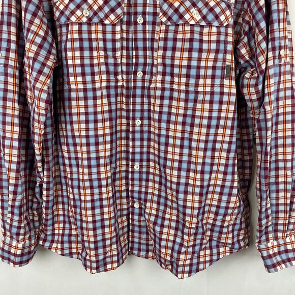Mountain Hardwear Men's Red Plaid Button Down Shirt Lightweight Roll Sleeve L - Picture 3 of 10